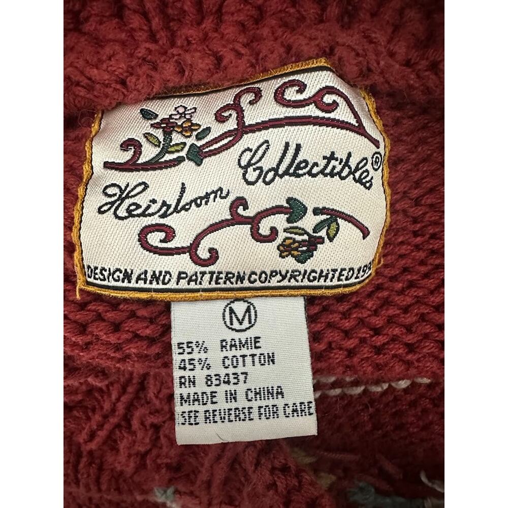 Vtg Oversize Heavy Grandma Sweater Floral M‎ Cottagecore Retro Patchwork Granny - Picture 6 of 9